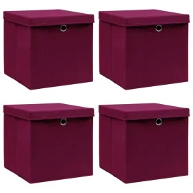 Storage box with lids 4 pcs dark red fabric 32x32x32 cm by vidaXL, Storage baskets - Ref: Foro24-288342, Price: 32,00 €, Disc...