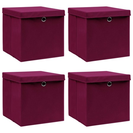 Storage box with lids 4 pcs dark red fabric 32x32x32 cm by vidaXL, Storage baskets - Ref: Foro24-288342, Price: 32,68 €, Disc...