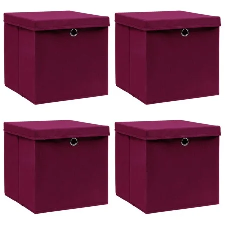 Storage box with lids 4 pcs dark red fabric 32x32x32 cm by vidaXL, Storage baskets - Ref: Foro24-288342, Price: 32,00 €, Disc...