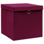 Storage box with lids 4 pcs dark red fabric 32x32x32 cm by vidaXL, Storage baskets - Ref: Foro24-288342, Price: 32,68 €, Disc...