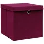 Storage box with lids 4 pcs dark red fabric 32x32x32 cm by vidaXL, Storage baskets - Ref: Foro24-288342, Price: 32,00 €, Disc...