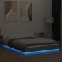 Bed frame with LED lights concrete gray wood 120x200 cm by vidaXL, Beds and slatted bases - Ref: Foro24-3281108, Price: 171,2...