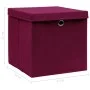 Storage box with lids 4 pcs dark red fabric 32x32x32 cm by vidaXL, Storage baskets - Ref: Foro24-288342, Price: 32,00 €, Disc...