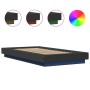 Bed frame with LED lights black engineered wood 75x190 cm by vidaXL, Beds and slatted bases - Ref: Foro24-3281155, Price: 144...