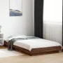 Bed frame with LED lights oak brown wood 75x190 cm by vidaXL, Beds and slatted bases - Ref: Foro24-3281160, Price: 142,55 €, ...
