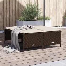 Garden stools with cushions 4 pcs brown synthetic rattan by vidaXL, Outdoor ottomans - Ref: Foro24-368363, Price: 126,83 €, D...