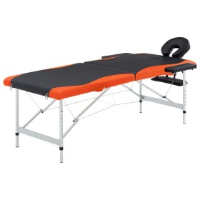 Camilla de masaje plegable 2 zonas aluminio negro y naranja
