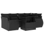 7-teiliges Gartensofa-Set mit schwarzen synthetischen Rattankissen von vidaXL, Gartensets - Ref: Foro24-3268385, Preis: 537,6...
