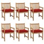 Gartenstühle 6 Stück massives Teakholz mit roten Kissen von vidaXL, Gartenstühle - Ref: Foro24-3073052, Preis: 1,00 €, Rabatt: %
