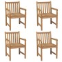 Gartenstühle 4 Stück aus massivem Teakholz mit roten Kissen von vidaXL, Gartenstühle - Ref: Foro24-3073025, Preis: 621,92 €, ...