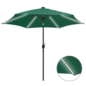 Umbrella with LED lights and green aluminum pole 300 cm by vidaXL, Umbrellas - Ref: Foro24-47360, Price: 111,21 €, Discount: %