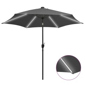 Umbrella with LED lights and anthracite gray aluminum pole 300cm by vidaXL, Umbrellas - Ref: Foro24-47362, Price: 124,68 €, D...