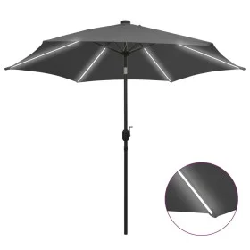 Umbrella with LED lights and anthracite gray aluminum pole 300cm by vidaXL, Umbrellas - Ref: Foro24-47362, Price: 114,01 €, D...