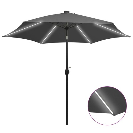 Umbrella with LED lights and anthracite gray aluminum pole 300cm by vidaXL, Umbrellas - Ref: Foro24-47362, Price: 124,68 €, D...