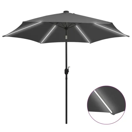 Umbrella with LED lights and anthracite gray aluminum pole 300cm by vidaXL, Umbrellas - Ref: Foro24-47362, Price: 114,01 €, D...