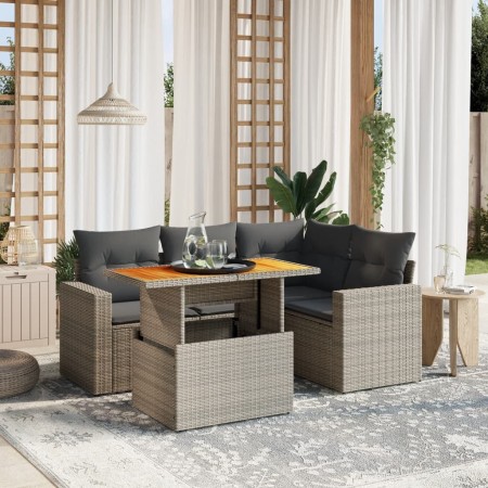 Garden sofa set with cushions 5 pieces gray synthetic rattan by vidaXL, Garden sets - Ref: Foro24-3271298, Price: 351,34 €, D...
