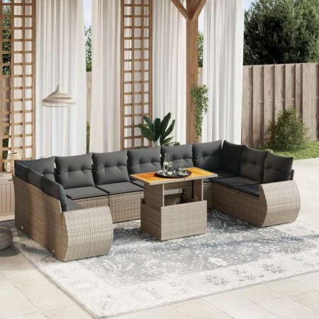 11-piece garden sofa set and gray synthetic rattan cushions by vidaXL, Garden sets - Ref: Foro24-3272369, Price: 758,88 €, Di...