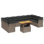Set de sofás de jardín 11 pzas y cojines ratán sintético gris de vidaXL, Conjuntos de jardín - Ref: Foro24-3271025, Precio: 6...