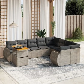 10-teiliges Gartensofa-Set mit grauen synthetischen Rattankissen von vidaXL, Gartensets - Ref: Foro24-3272362, Preis: 640,86 ...