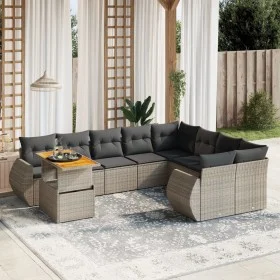 10-teiliges Gartensofa-Set mit grauen synthetischen Rattankissen von vidaXL, Gartensets - Ref: Foro24-3272362, Preis: 659,58 ...