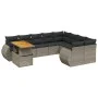 10-teiliges Gartensofa-Set mit grauen synthetischen Rattankissen von vidaXL, Gartensets - Ref: Foro24-3272362, Preis: 659,58 ...