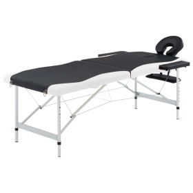 Camilla de masaje plegable 2 zonas aluminio negro y blanco