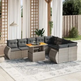 10-piece garden sofa set with gray synthetic rattan cushions by vidaXL, Garden sets - Ref: Foro24-3272355, Price: 659,58 €, D...