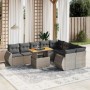 10-piece garden sofa set with gray synthetic rattan cushions by vidaXL, Garden sets - Ref: Foro24-3272355, Price: 640,86 €, D...