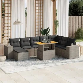 9-piece garden furniture set and gray synthetic rattan cushions by vidaXL, Garden sets - Ref: Foro24-3275965, Price: 588,06 €...