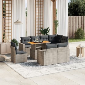 9-piece garden furniture set and gray synthetic rattan cushions by vidaXL, Garden sets - Ref: Foro24-3271410, Price: 600,96 €...