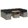 10-teiliges Gartensofa-Set mit grauen synthetischen Rattankissen von vidaXL, Gartensets - Ref: Foro24-3271459, Preis: 623,16 ...