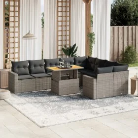 10-piece garden sofa set with gray synthetic rattan cushions by vidaXL, Garden sets - Ref: Foro24-3271473, Price: 623,16 €, D...