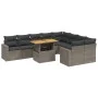 10-teiliges Gartensofa-Set mit grauen synthetischen Rattankissen von vidaXL, Gartensets - Ref: Foro24-3271473, Preis: 623,16 ...
