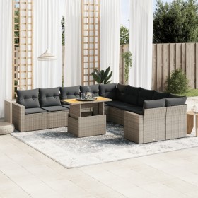 11-teilige Gartensofagarnitur und graue synthetische Rattankissen von vidaXL, Gartensets - Ref: Foro24-3271508, Preis: 679,87...