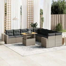11-teilige Gartensofagarnitur und graue synthetische Rattankissen von vidaXL, Gartensets - Ref: Foro24-3271508, Preis: 681,33...