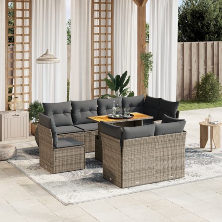 9-teiliges Gartenmöbel-Set und graue synthetische Rattankissen von vidaXL, Gartensets - Ref: Foro24-3272292, Preis: 696,25 €,...