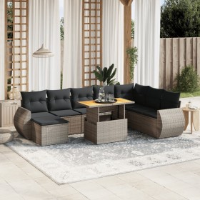 9-teiliges Gartenmöbel-Set und graue synthetische Rattankissen von vidaXL, Gartensets - Ref: Foro24-3272334, Preis: 577,09 €,...
