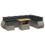 9-piece garden furniture set and gray synthetic rattan cushions by vidaXL, Garden sets - Ref: Foro24-3272334, Price: 586,02 €...