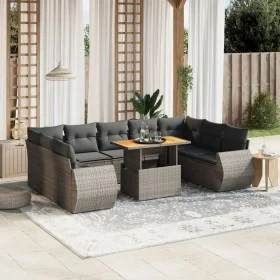 10-teiliges Gartensofa-Set mit grauen synthetischen Rattankissen von vidaXL, Gartensets - Ref: Foro24-3272341, Preis: 659,58 ...