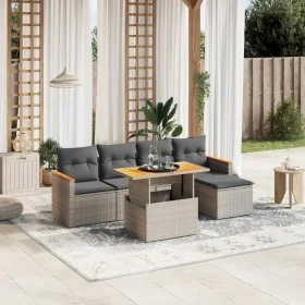 6-piece garden furniture set and gray synthetic rattan cushions by vidaXL, Garden sets - Ref: Foro24-3273055, Price: 366,40 €...