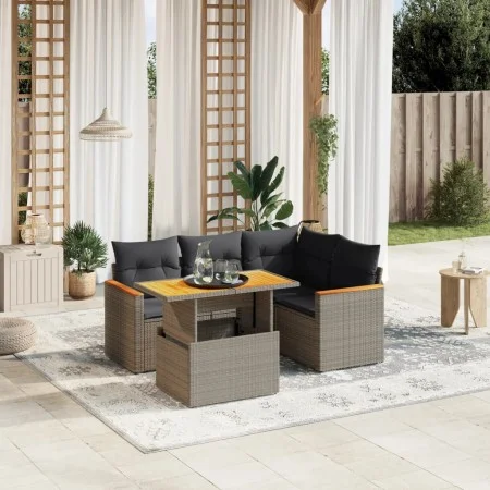 Garden sofa set with cushions 5 pieces gray synthetic rattan by vidaXL, Garden sets - Ref: Foro24-3273062, Price: 347,39 €, D...