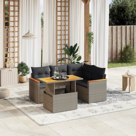 Gartensofa-Set mit Kissen, 5-teilig, graues synthetisches Rattan von vidaXL, Gartensets - Ref: Foro24-3273062, Preis: 335,85 ...