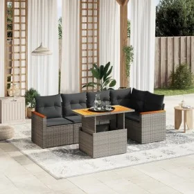 6-piece garden furniture set and gray synthetic rattan cushions by vidaXL, Garden sets - Ref: Foro24-3273069, Price: 396,19 €...