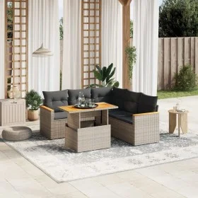 6-piece garden furniture set and gray synthetic rattan cushions by vidaXL, Garden sets - Ref: Foro24-3273076, Price: 396,19 €...