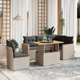 6-teiliges Gartenmöbel-Set und graue synthetische Rattankissen von vidaXL, Gartensets - Ref: Foro24-3273083, Preis: 396,19 €,...