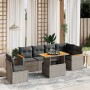 7-piece garden sofa set with gray PE rattan cushions by vidaXL, Garden sets - Ref: Foro24-3273104, Price: 435,87 €, Discount: %