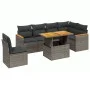 7-teiliges Gartensofa-Set mit grauen PE-Rattan-Kissen von vidaXL, Gartensets - Ref: Foro24-3273104, Preis: 450,95 €, Rabatt: %