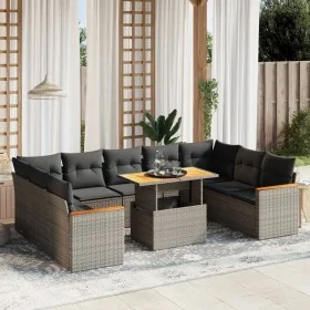 10-teiliges Gartensofa-Set mit grauen synthetischen Rattankissen von vidaXL, Gartensets - Ref: Foro24-3273223, Preis: 618,84 ...