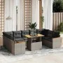 10-teiliges Gartensofa-Set mit grauen synthetischen Rattankissen von vidaXL, Gartensets - Ref: Foro24-3273223, Preis: 618,84 ...