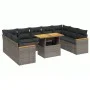 10-teiliges Gartensofa-Set mit grauen synthetischen Rattankissen von vidaXL, Gartensets - Ref: Foro24-3273223, Preis: 618,84 ...